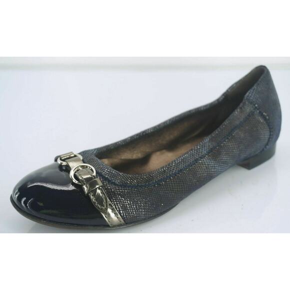 AGL Brigita Blue Camo Shimmer Suede Cap Toe Ballet Flats Size 35 Belted Attilio - Picture 4 of 10